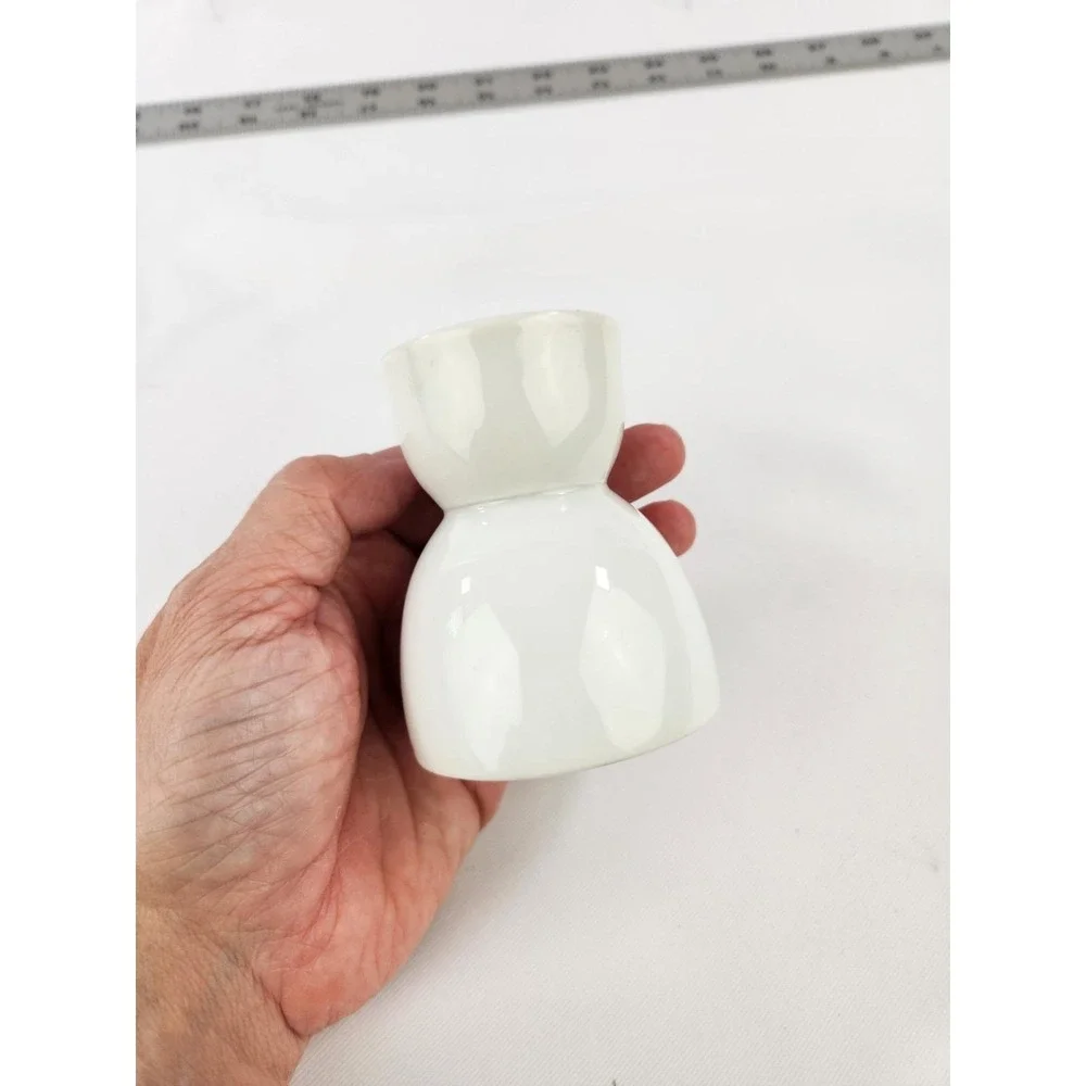 2 Vintage Double Egg Sides Solid White Porcelain Egg Cup Holder Ceramic